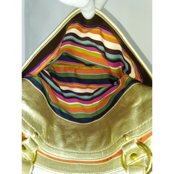 Coach Lily Legacy Metallic Gold Leather Ltd Ed TurnLock Tote Shoulder Bag - $580 - Picture 10 of 14